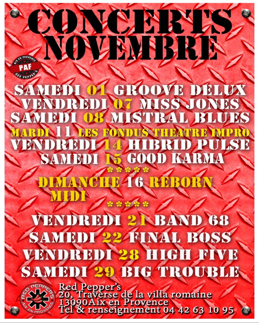 Concerts - Red Pepper's - Restaurant Aix En Provence - meilleur restaurant AIX-EN-PROVENCE