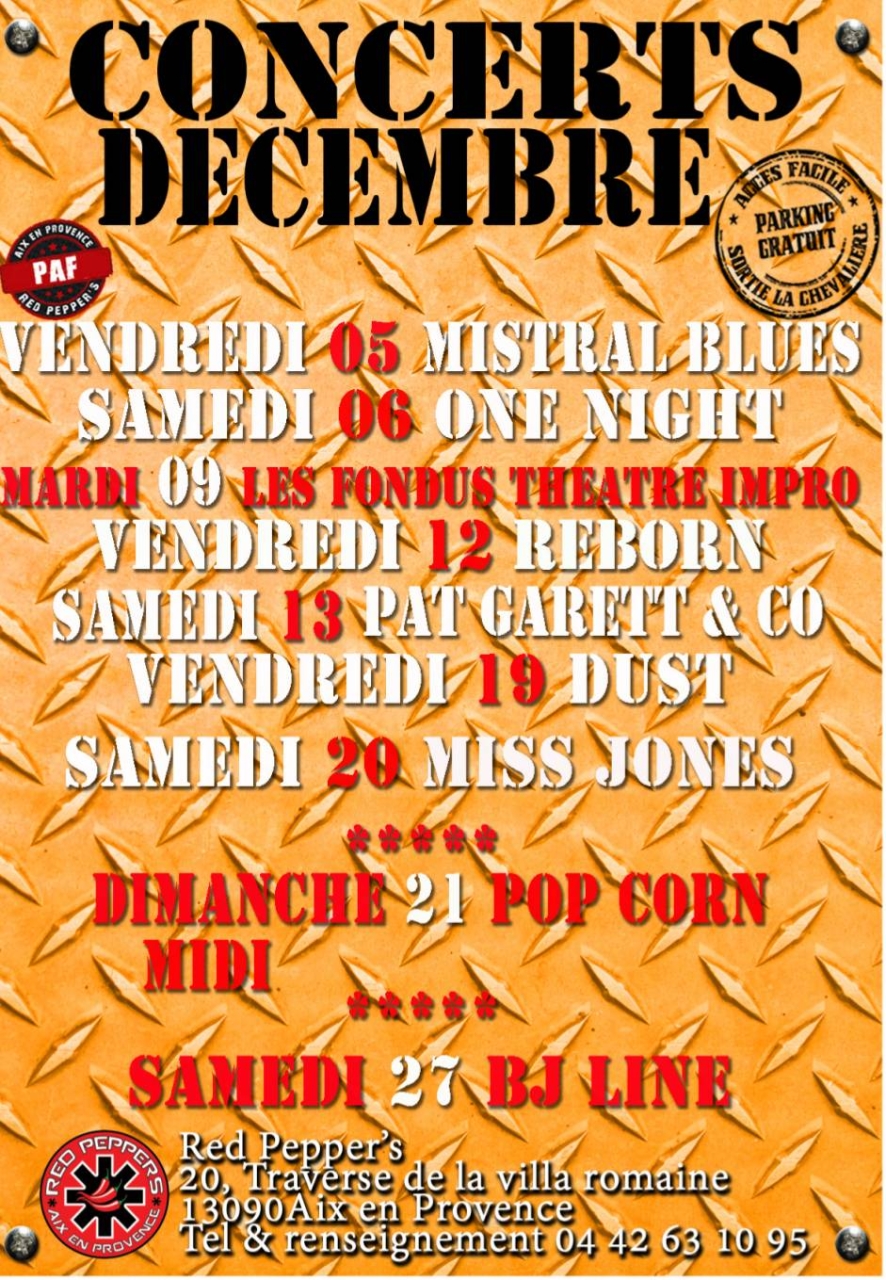 Concerts - Red Pepper's - Restaurant Aix En Provence - Restaurant soirées Aix en Provence