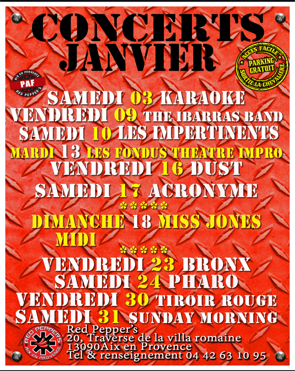 Concerts - Red Pepper's - Restaurant Aix En Provence - restaurant Américain AIX-EN-PROVENCE