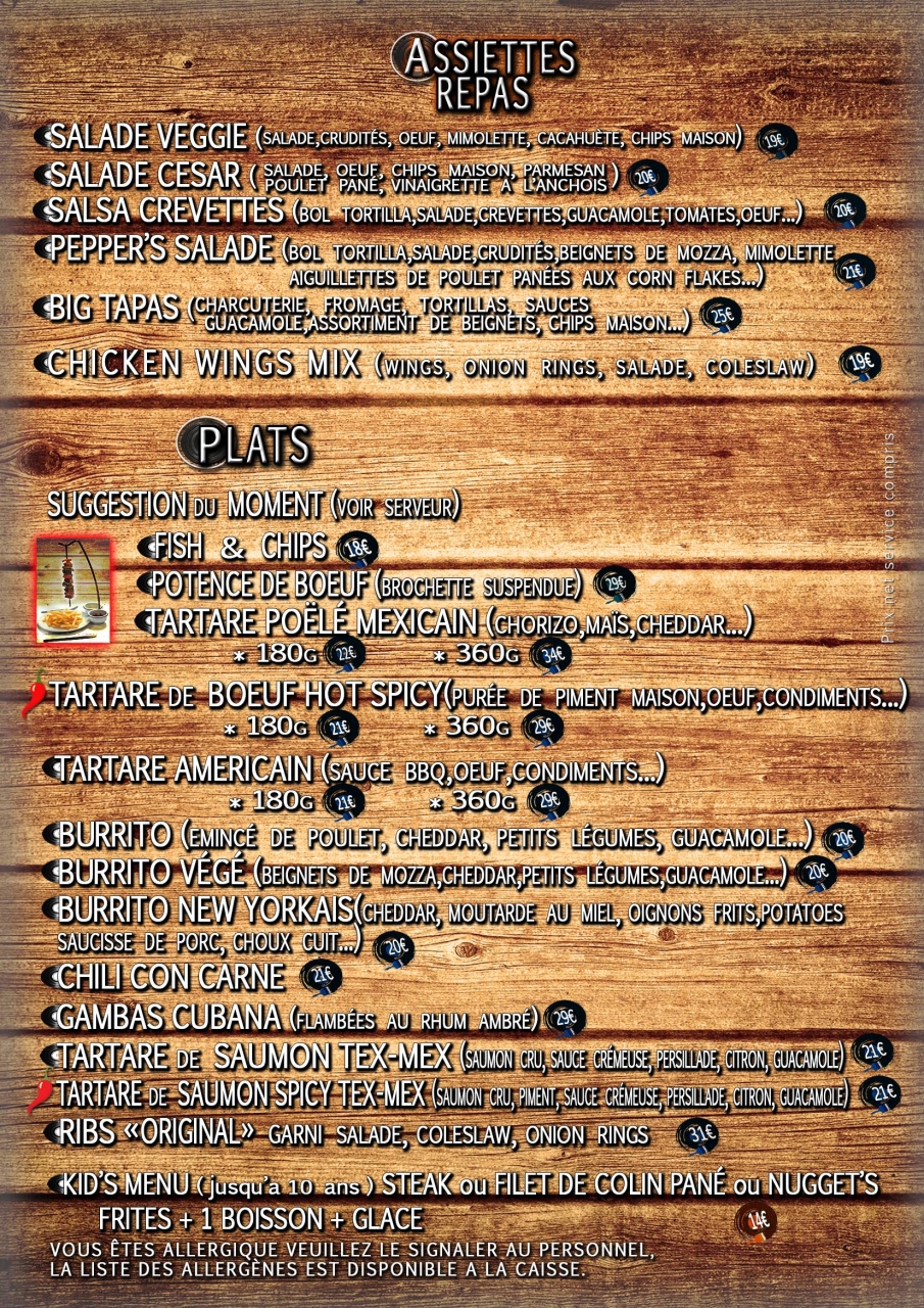 Carte - Le Red Pepper's - Restaurant Aix en Provence - top resto AIX-EN-PROVENCE