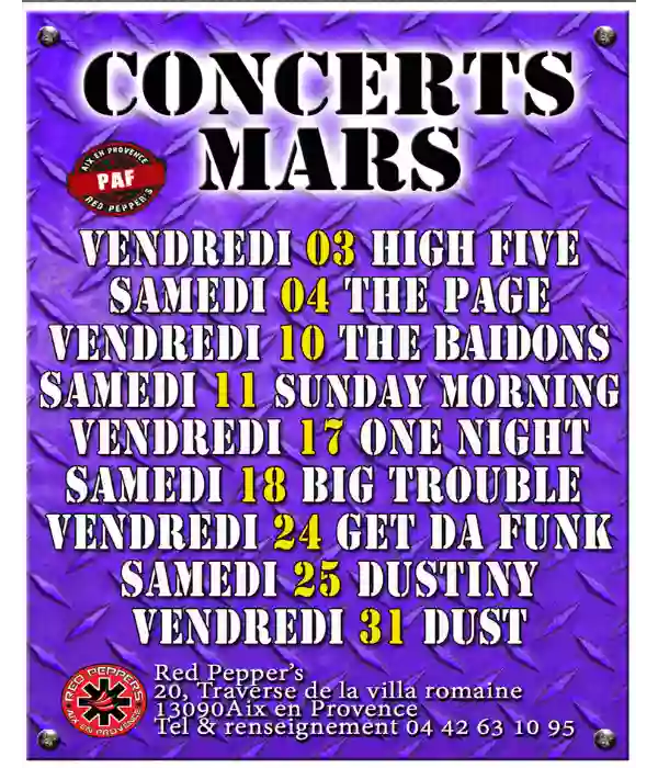 Concerts - Red Pepper's - Restaurant Aix En Provence - Restaurant américain Aix